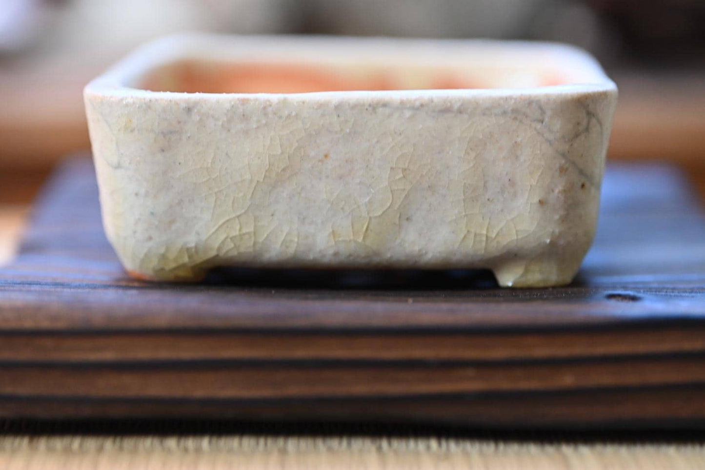 Handmade Japanese Rectangular Bonsai Pot – Natural Clay Glaze | Wabi-Sabi Mini Planter, Mame Bonsai Pot, Moss or Succulent Planter