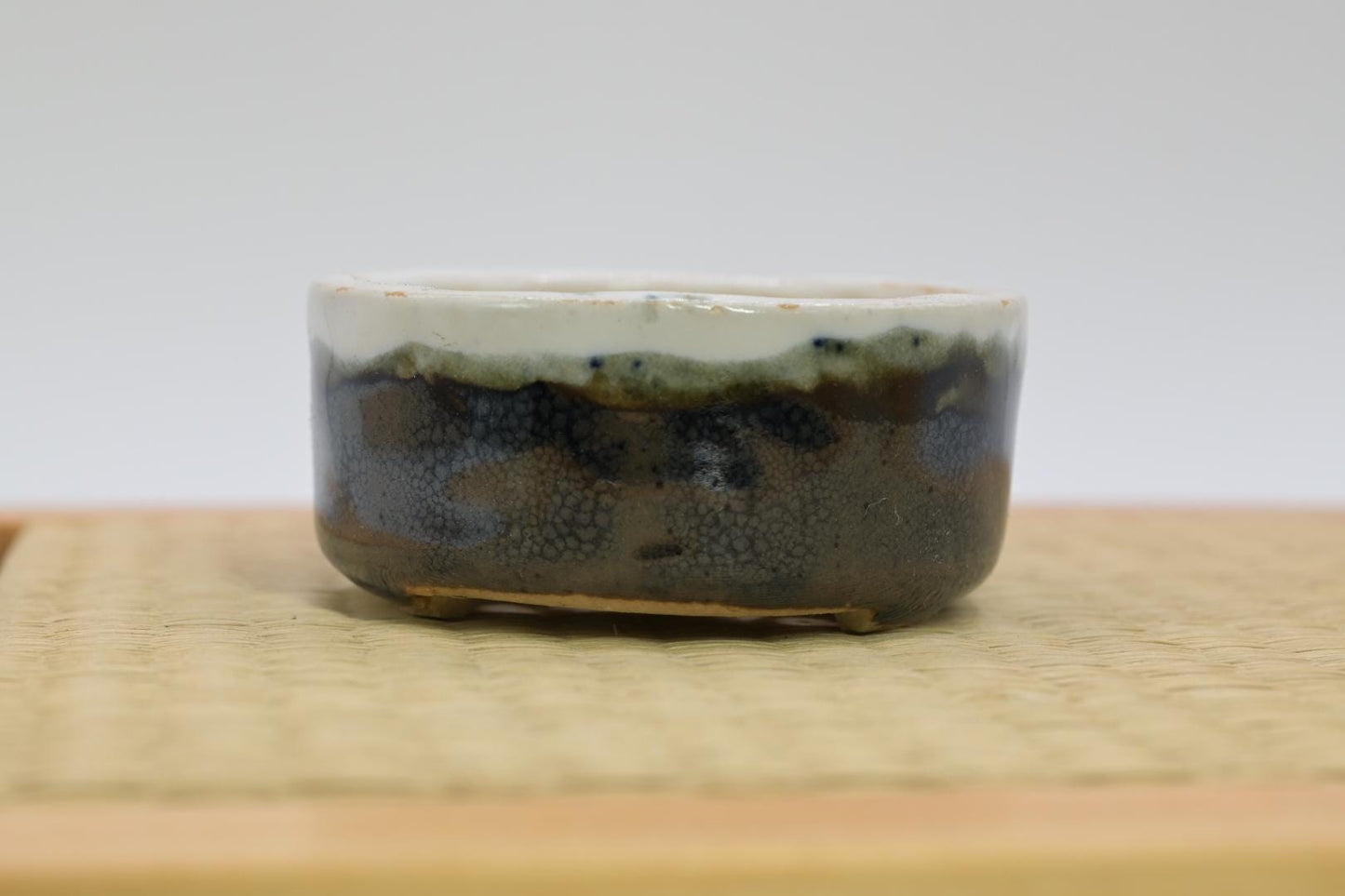 One-of-a-Kind Handcrafted Mini Bonsai Pot | Round Gradient Glaze | Miyazaki Japanese Ceramic | Wabi-sabi Style